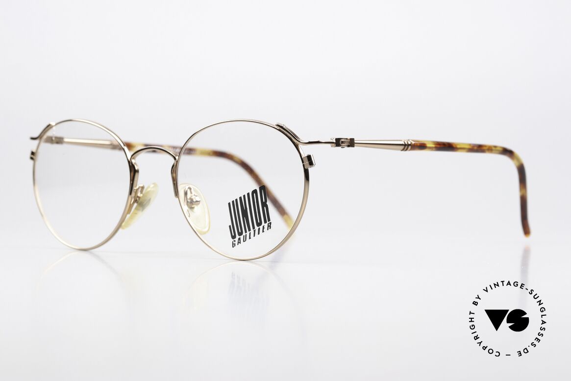 Jean Paul Gaultier 57-2271 90s Junior Gaultier Eyewear, interesting frame shape in size 53-18; shiny copper, Made for Men and Women