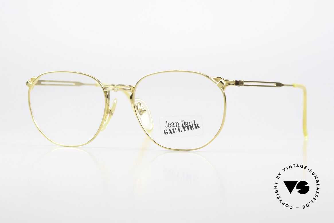 Jean Paul Gaultier 55-2173 Gold-Plated Glasses 90's, interesting vintage J.P. GAULTIER designer eyeglasses, Made for Men and Women