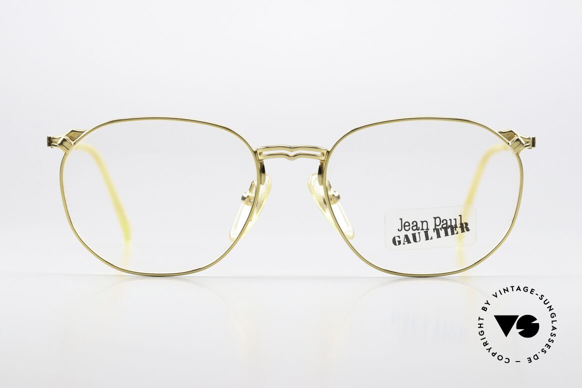 Jean Paul Gaultier 55-2173 Gold-Plated Glasses 90's, noble gold-plated frame with original JPG DEMO lenses, Made for Men and Women