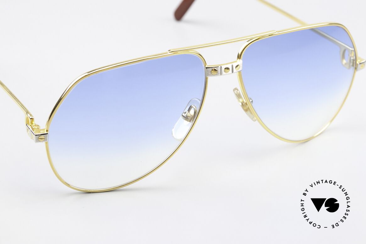 Cartier Vendome Santos - L With Light Blue Sun Lenses, thus also usable as a fashion accessory (with 100% UV), Made for Men