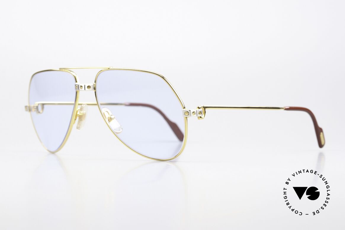Cartier Vendome Santos - M Cobalt Blue Mineral Lenses, here, with SANTOS decor in a MEDIUM size 59-16, 140, Made for Men