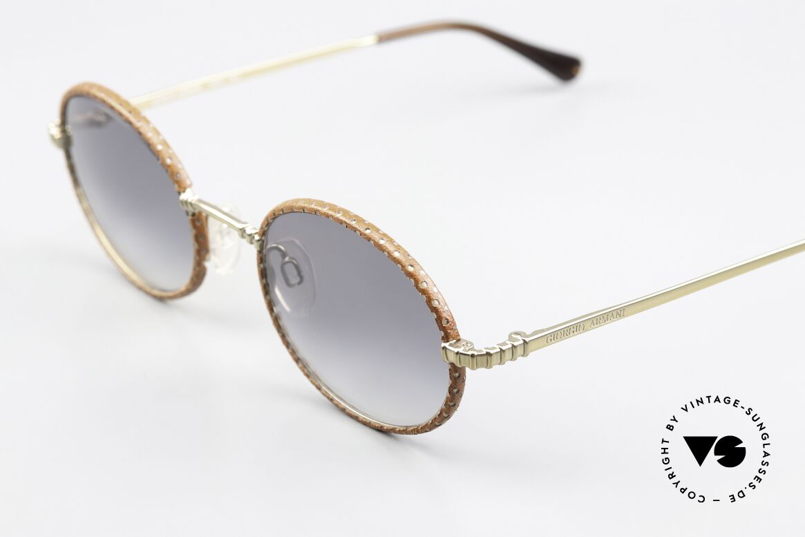 Giorgio Armani 223 90's Frame Leather Cover, blue-gray gradient sun lenses for 100% UV protection, Made for Men and Women