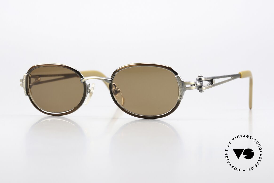 Jean Paul Gaultier 56-0004 Oval Sunglasses From 1996, oval 1990's designer sunglasses by Jean Paul Gaultier, Made for Men and Women