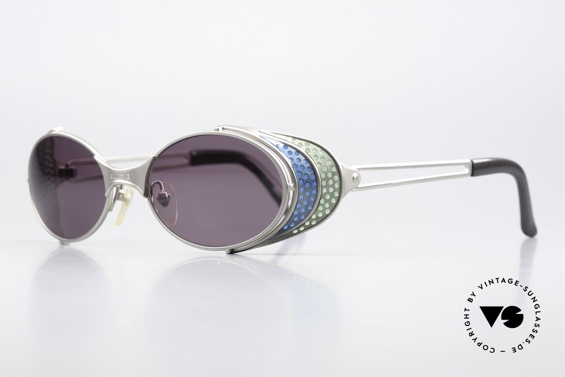 Jean Paul Gaultier 56-7109 90's Steampunk Sunglasses, many very interesting "retro-futuristic" frame elements, Made for Men and Women
