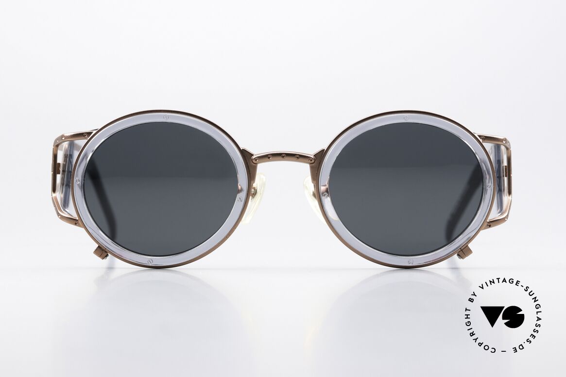 Jean Paul Gaultier 58-6201 Vintage Celebrity Glasses, metal & plastic combination in copper / translucent, Made for Men and Women
