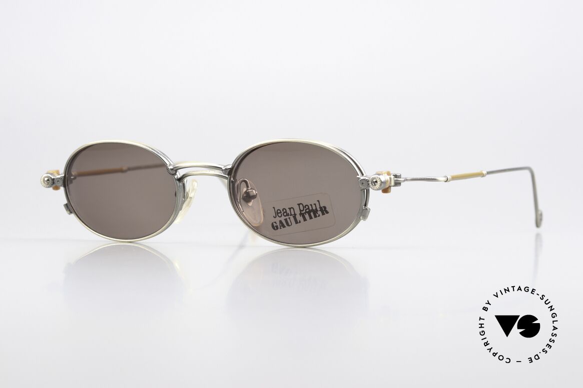 Jean Paul Gaultier 55-8106 Oval Vintage Frame Clip-On, oval 90's designer sunglasses by Jean Paul Gaultier, Made for Men and Women
