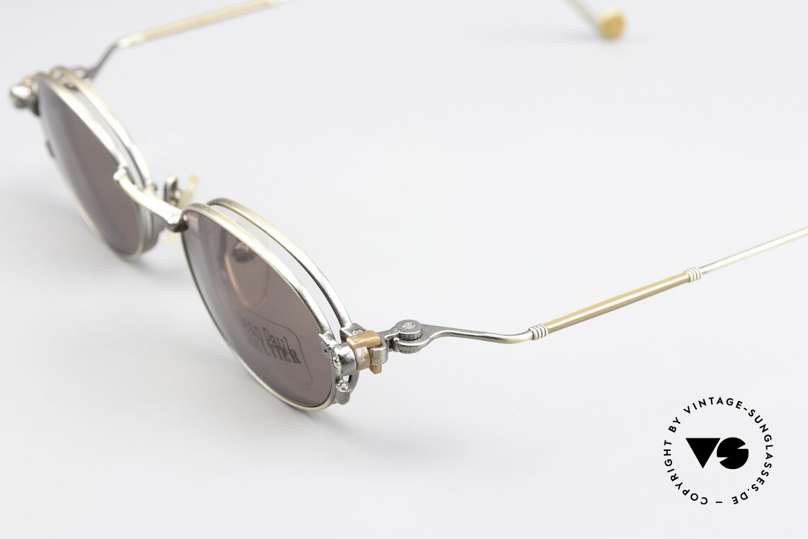 Jean Paul Gaultier 55-8106 Oval Vintage Frame Clip-On, the costly frame looks antique-silver; in size 46-20, Made for Men and Women