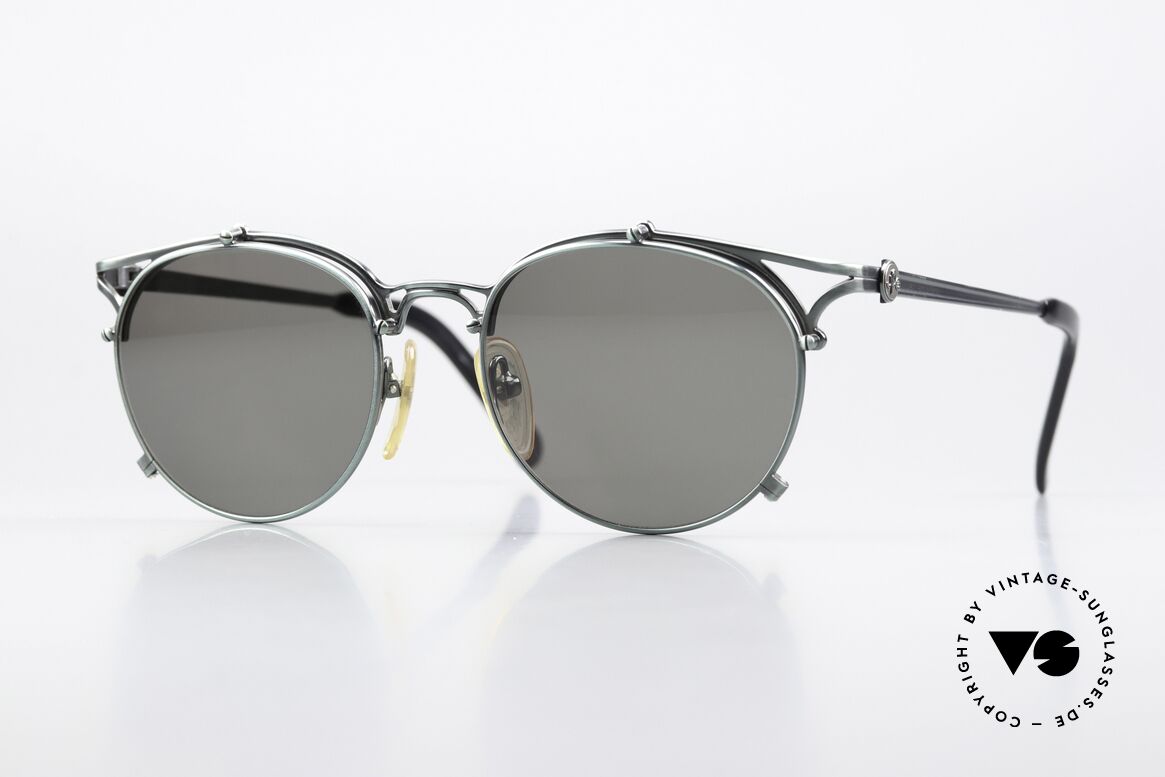 Jean Paul Gaultier 56-2171 Fir Green Metallic Frame 90s, timeless Gaultier designer sunglasses from the 1990's, Made for Men and Women
