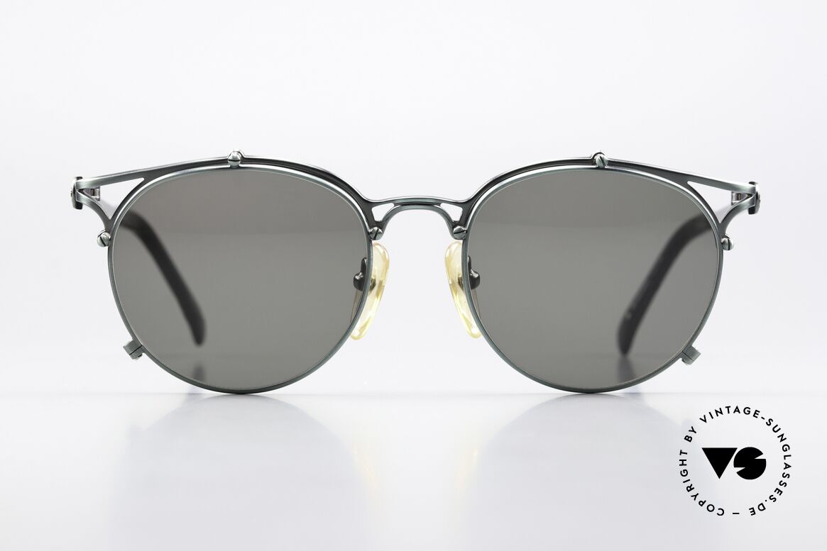 Jean Paul Gaultier 56-2171 Fir Green Metallic Frame 90s, panto sunglass' design interpreted by Jean P. Gaultier, Made for Men and Women