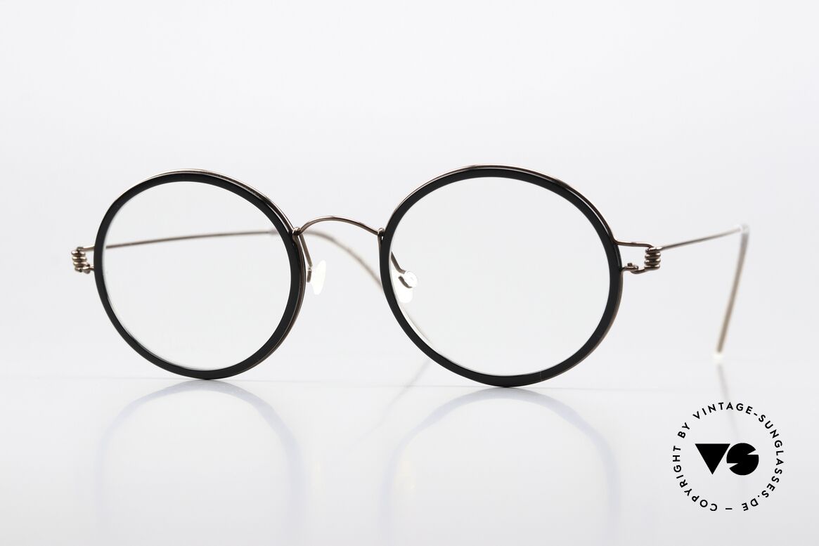 Lindberg Cameron 46 Air Titan Rim Frame Shiny Brown & Black, round glasses of the LINDBERG Air Titanium collection, Made for Men and Women