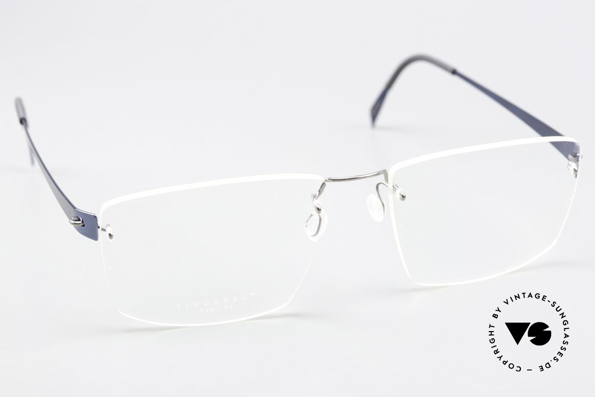 Lindberg 2393 Spirit Titan Silver And Blue Metallic, resilient & flexible frame (lens shape can be modified), Made for Men