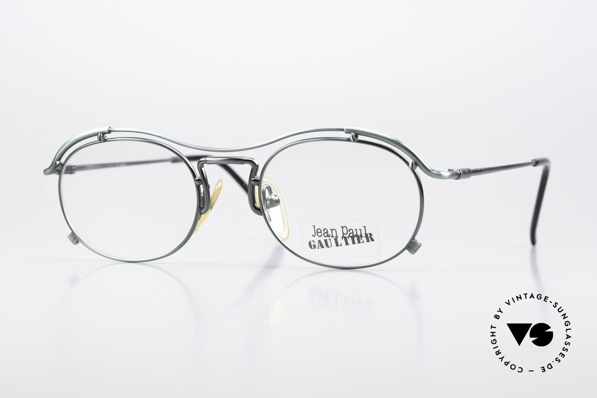 Jean Paul Gaultier 55-2170 90's Frame Fir Green Metal, true vintage Jean Paul GAULTIER designer glasses, Made for Men and Women