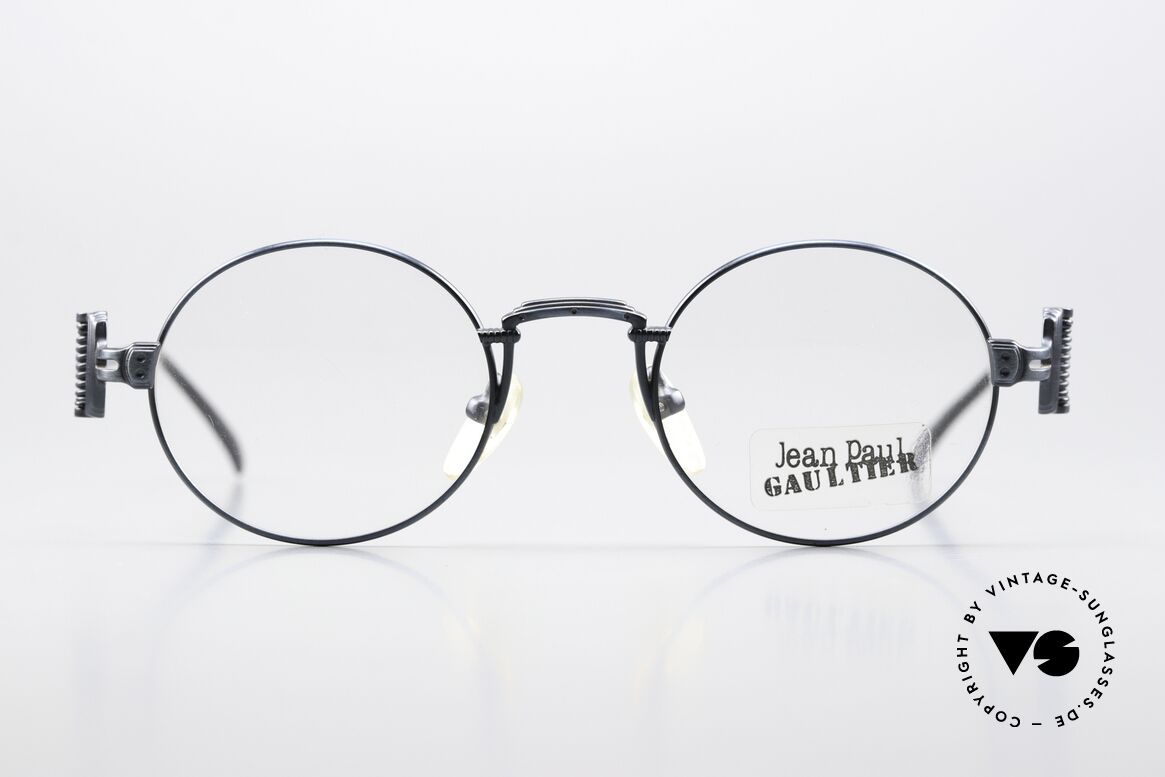 Jean Paul Gaultier 55-5106 Rare Vintage Eyewear 1994, 'SMOKE BLUE METALLIC' frame with many fancy details, Made for Men and Women