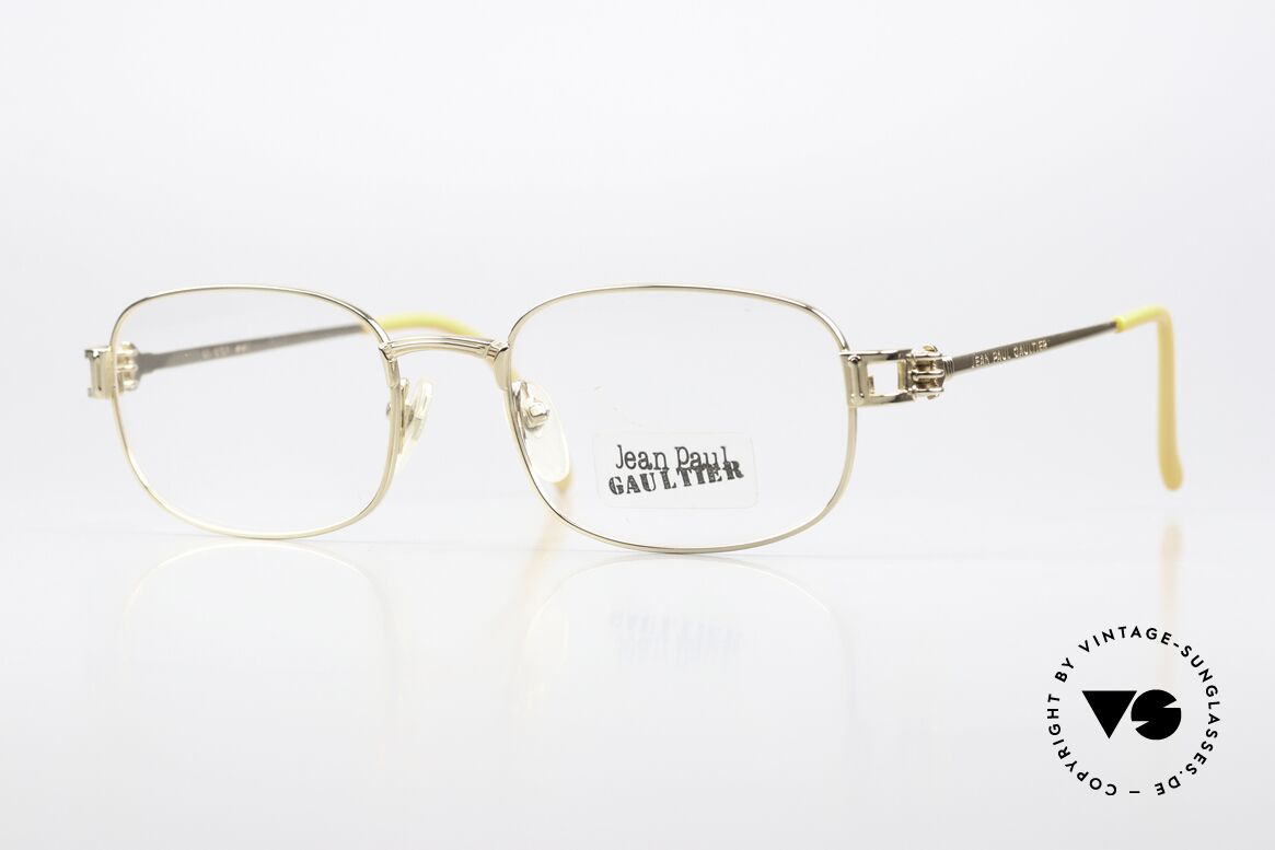 Jean Paul Gaultier 55-6107 Gold Plated Designer Frame, rare vintage eyewear by Jean Paul Gaultier from 1997, Made for Men and Women
