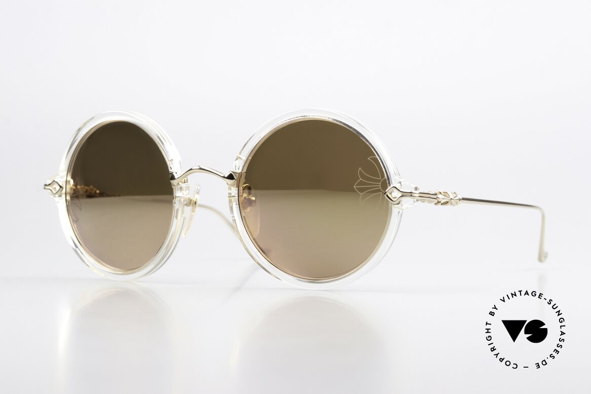 Chrome Hearts Moist Fleur de Lis & Gold Plated, round Chrome Hearts 'MOIST' sunglasses from 2017, Made for Men and Women