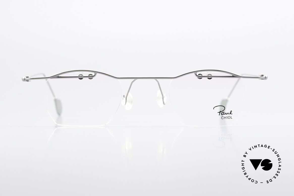 Paul Chiol 02 Rimless Specs With Upper Bar, lenses are fixed to the frame with small screws, Made for Men and Women