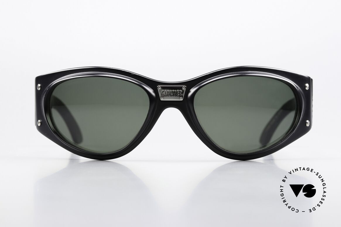 Jean Paul Gaultier 56-5001 Wrap Steampunk Sunglasses, solid, heavy ACETATE frame in wrap design, Made for Men