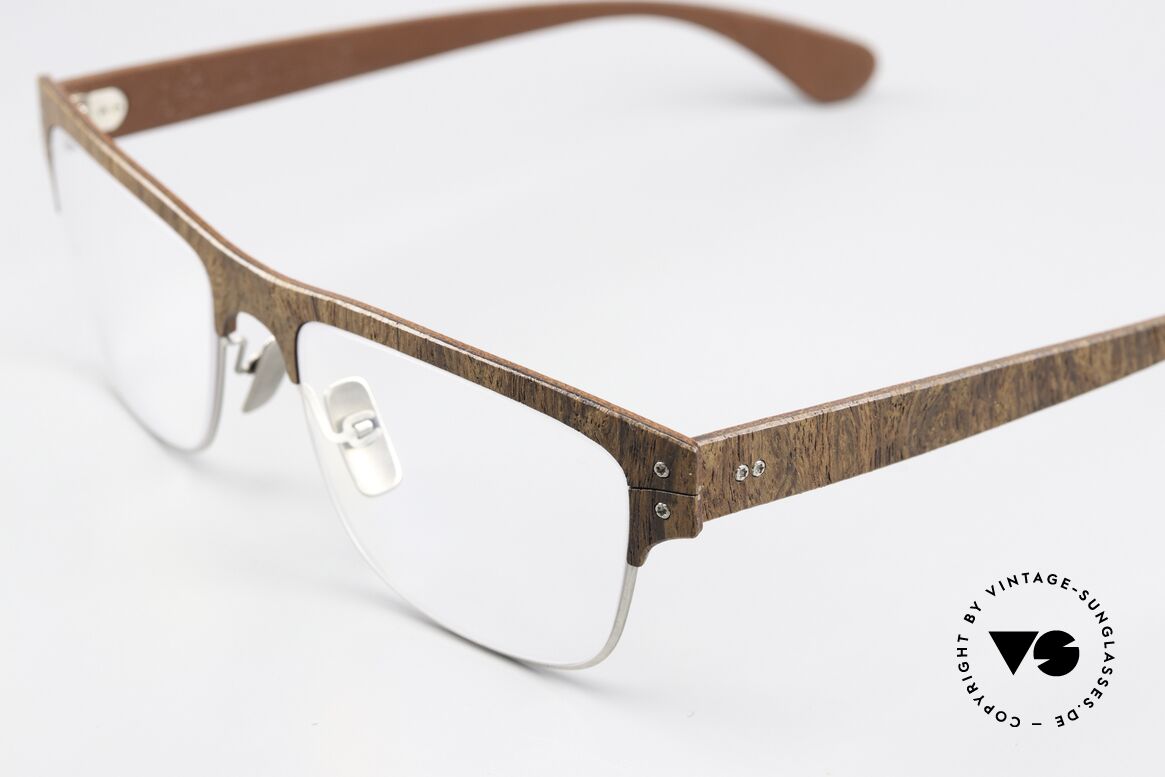 Lucas de Stael Nemus 14 Wood Leather Natural Specs, Nemus Collection made with extra adjustable nosepads, Made for Men