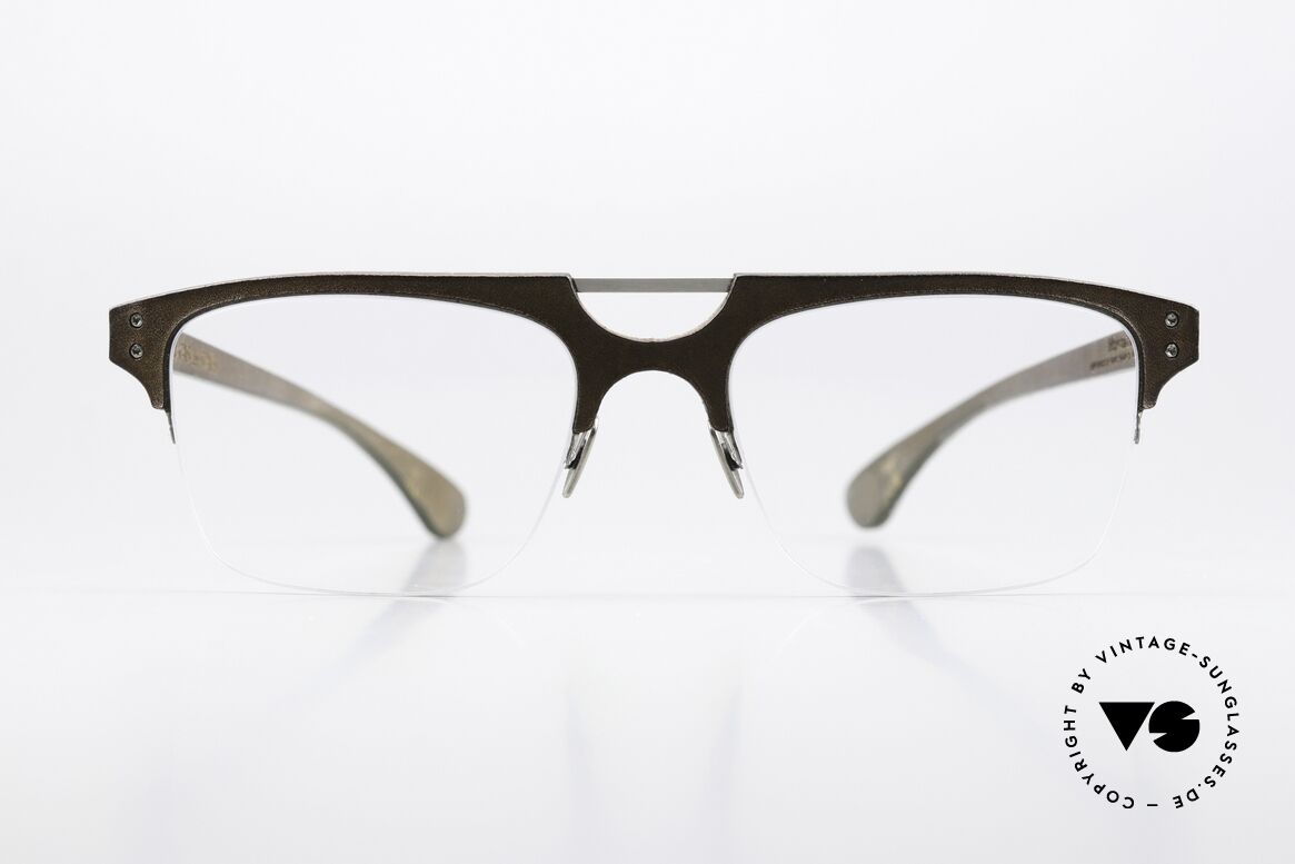 Lucas de Stael Minotaure Thin 15 Leather Covered Nylor Frame, striking square men's eyeglasses; handmade in France, Made for Men