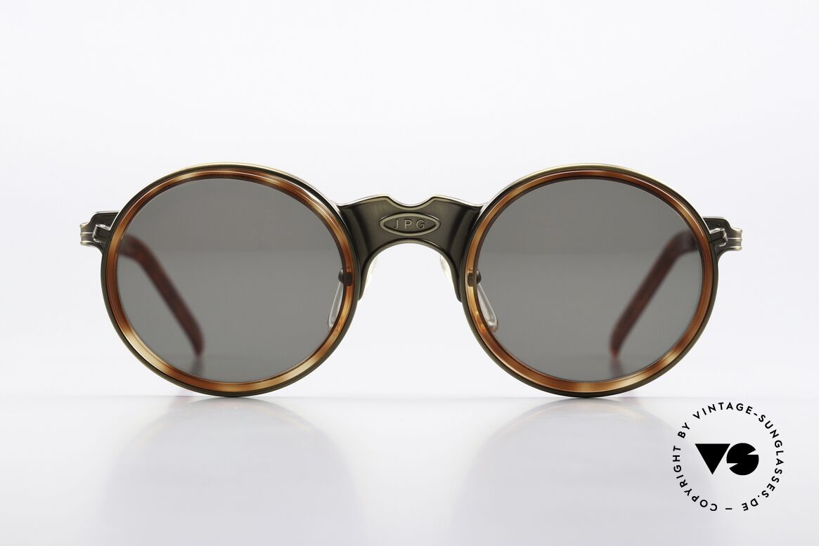 Jean Paul Gaultier 56-3272 Ultra Rare Round 90's Shades, designer frame with 'JPG' logos on bridge & temples, Made for Men and Women