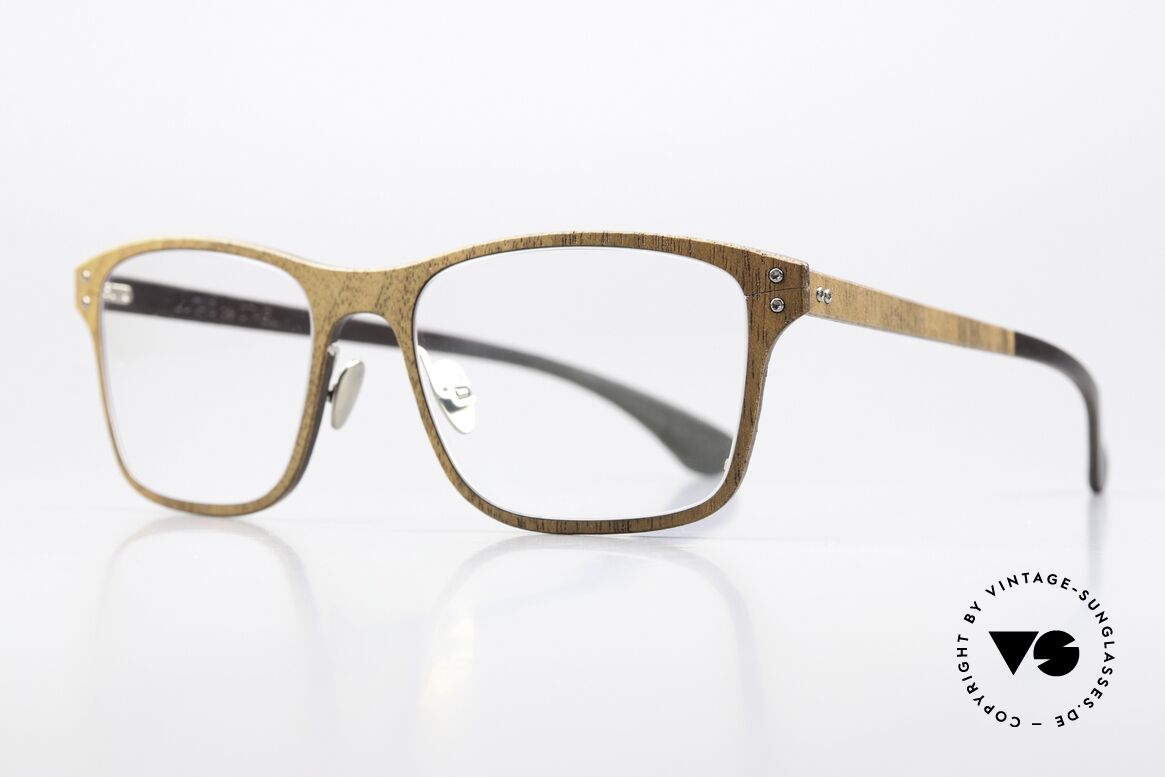 Lucas de Stael Nemus Thin 01 Walnut Dark Brown Leather, luxury eyewear with real wood & genuine leather cover, Made for Men and Women