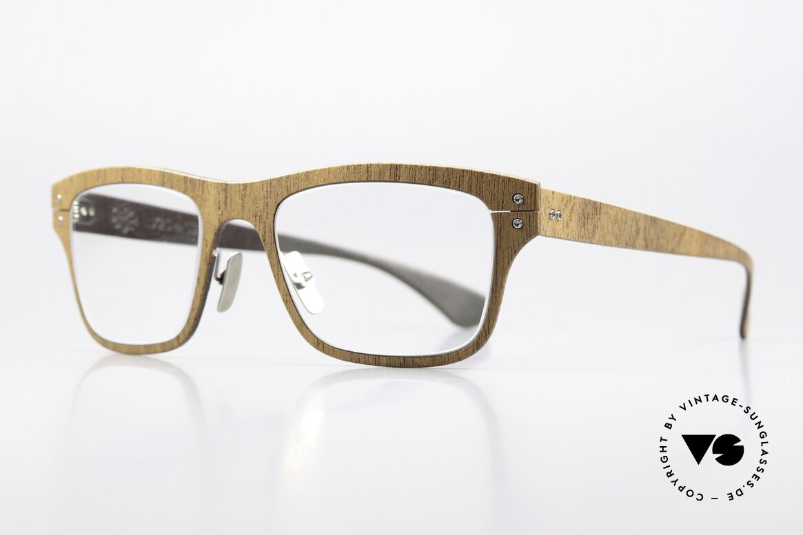 Lucas de Stael Nemus 22 Walnut + Dark Brown Leather, luxury model with leather cover (connoisseur glasses), Made for Men