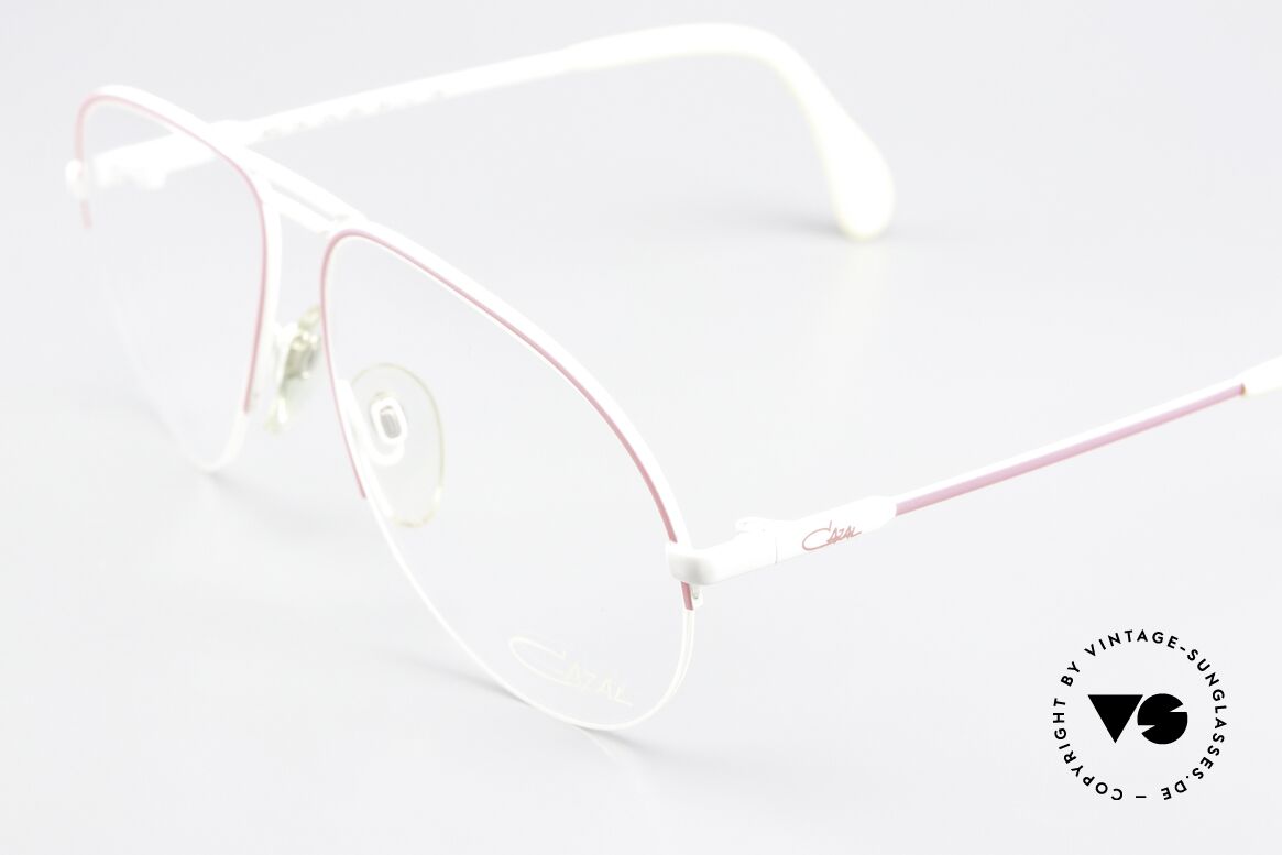 Cazal 726 West Germany Frame 1982, half rimless frame in white & pink (unisex), Made for Men and Women