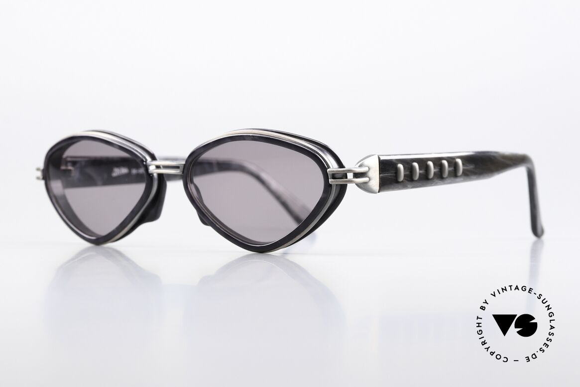Jean Paul Gaultier 56-0015 Steampunk 90's Sunglasses, gray marbled and "rusty silver" frame finish, Made for Men and Women