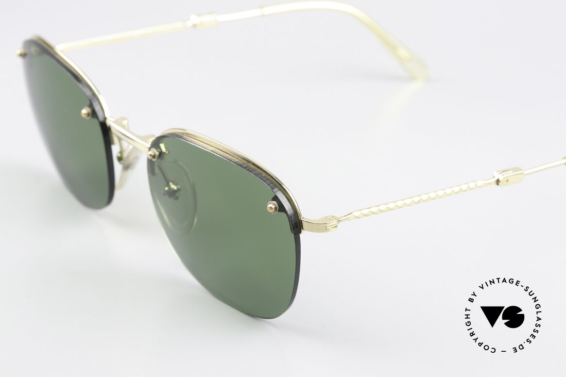 Jean Paul Gaultier 58-0171 Foldable Sunglasses 90's, 22ct gold-plated frame with many fancy details, Made for Men and Women