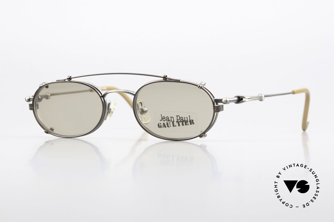 Jean Paul Gaultier 55-0012 Vintage Frame With Clip On, vintage Jean Paul GAULTIER eyeglasses from 1996, Made for Men and Women