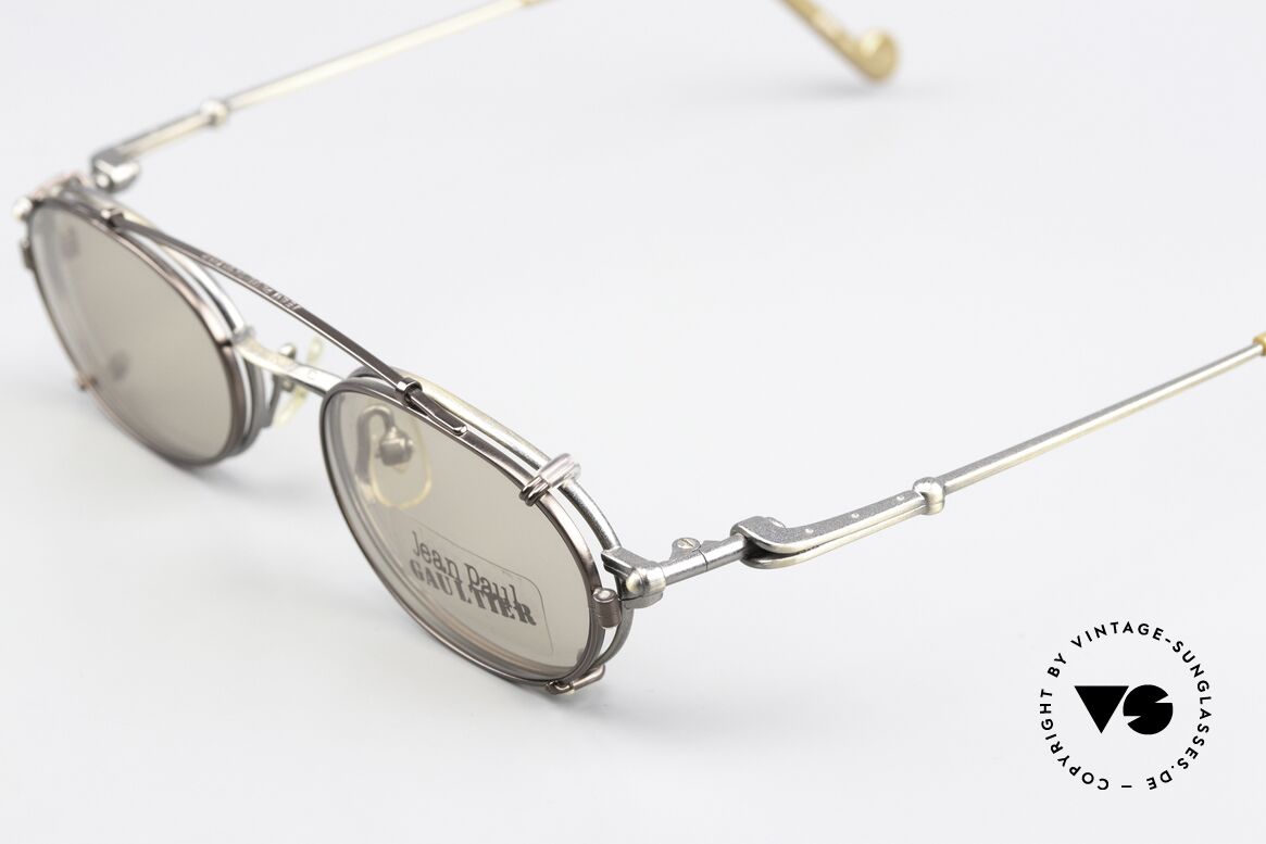 Jean Paul Gaultier 55-0012 Vintage Frame With Clip On, NO RETRO glasses, but a true 30 years old Original!, Made for Men and Women
