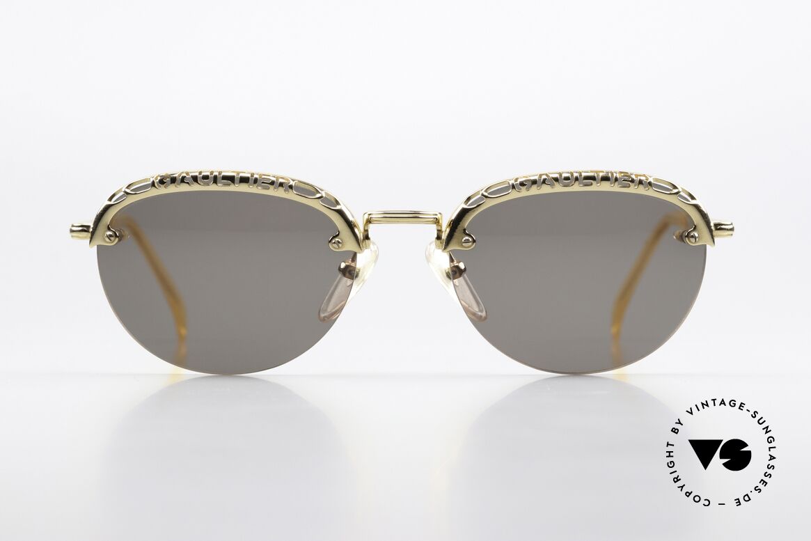 Jean Paul Gaultier 56-3175 Opulent Sunglasses Ladies, 22ct gold-plated frame with gray lenses, 100% UV, Made for Women