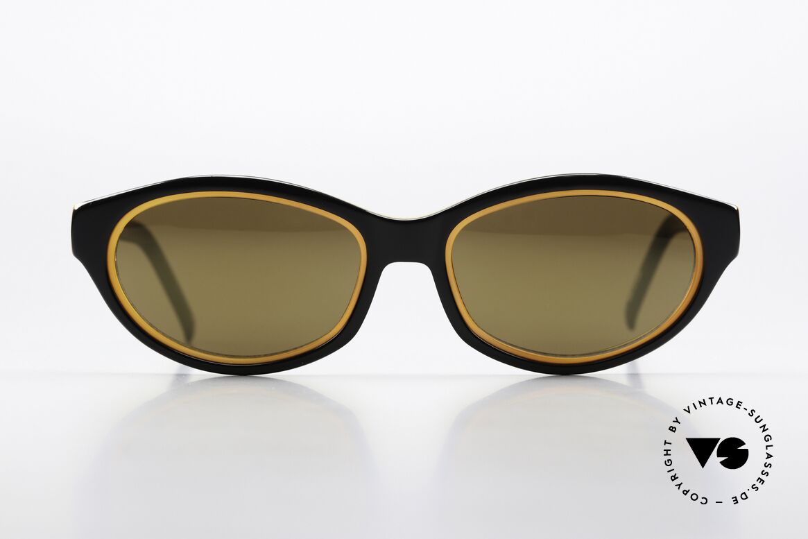 Jean Paul Gaultier 58-7204 Gold Mirrored Shades 1999, acetate frame front in black & gold + metal temples, Made for Men and Women