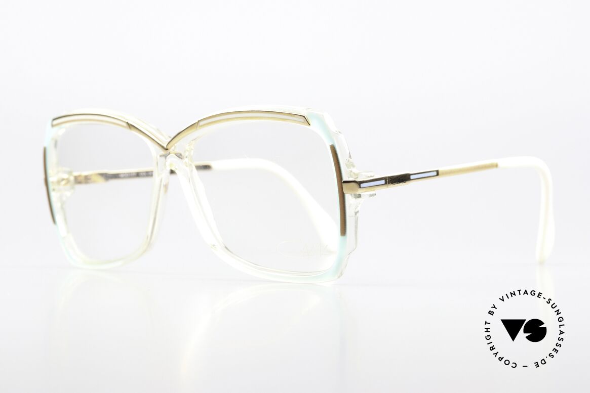 Cazal 177 1980's Glasses Eye-Catcher, brilliant coloring: crystal / turquois / gold / white, Made for Women