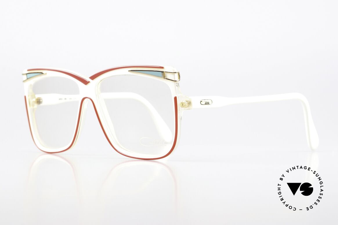Cazal 168 1980's Glasses Eye-Catcher, frame: white-red-turquoise-gold, size 56/13, 130mm, Made for Women