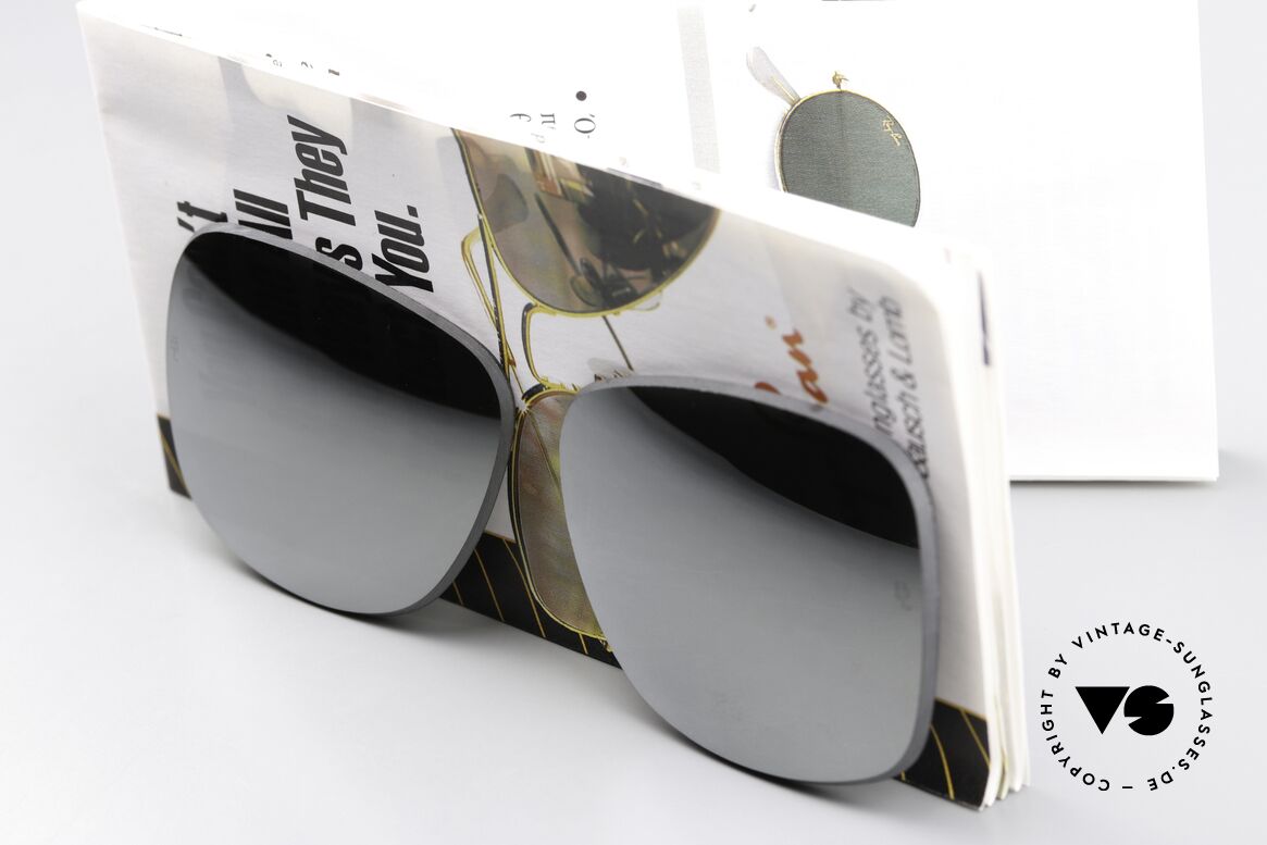 Ray Ban Wayfarer I Lenses B&L USA Silver Mirrored, orig. mineral lenses for the old "Wayfarer I" model, Made for Men and Women