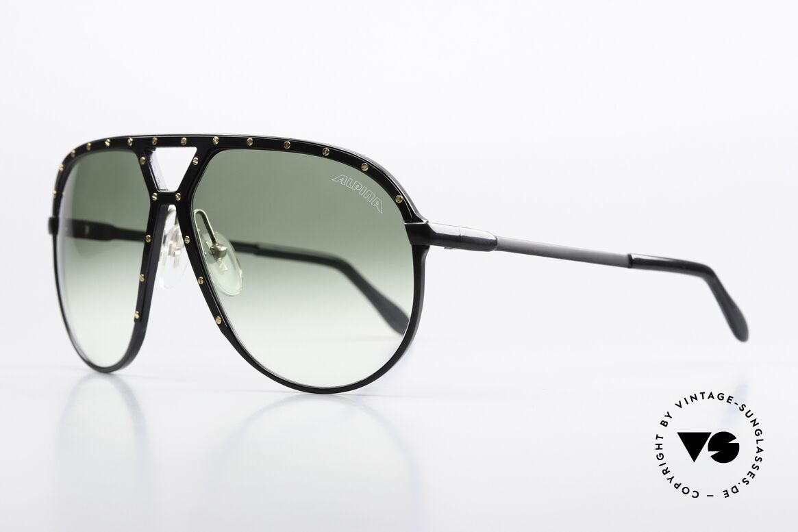 Alpina M1 Black With Golden Screws, green gradient lenses with original Alpina logo, Made for Men