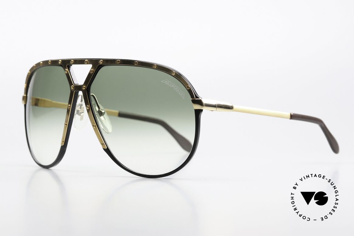 Alpina M1 Gold Black Gold Version, green gradient lenses with original Alpina logo, Made for Men