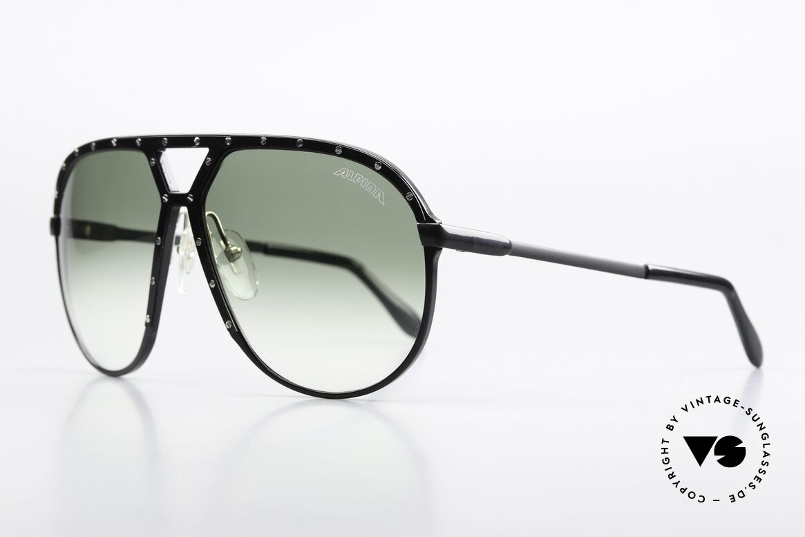 Alpina M1 Black With Silver Screws, green gradient lenses with original Alpina logo, Made for Men