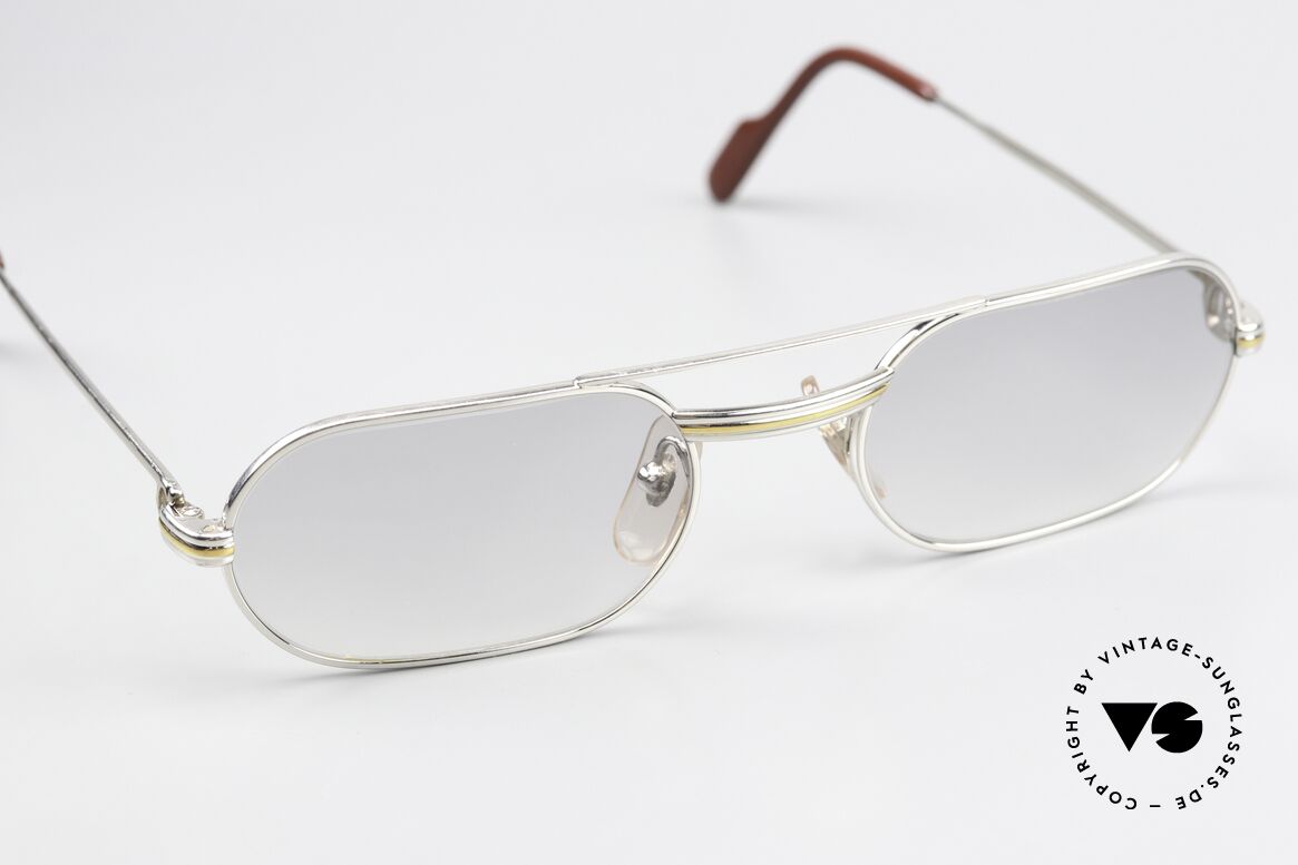 Cartier MUST LC - S 90's Luxury Frame Platinum, with light-gradient sun lenses (also wearable at night), Made for Men