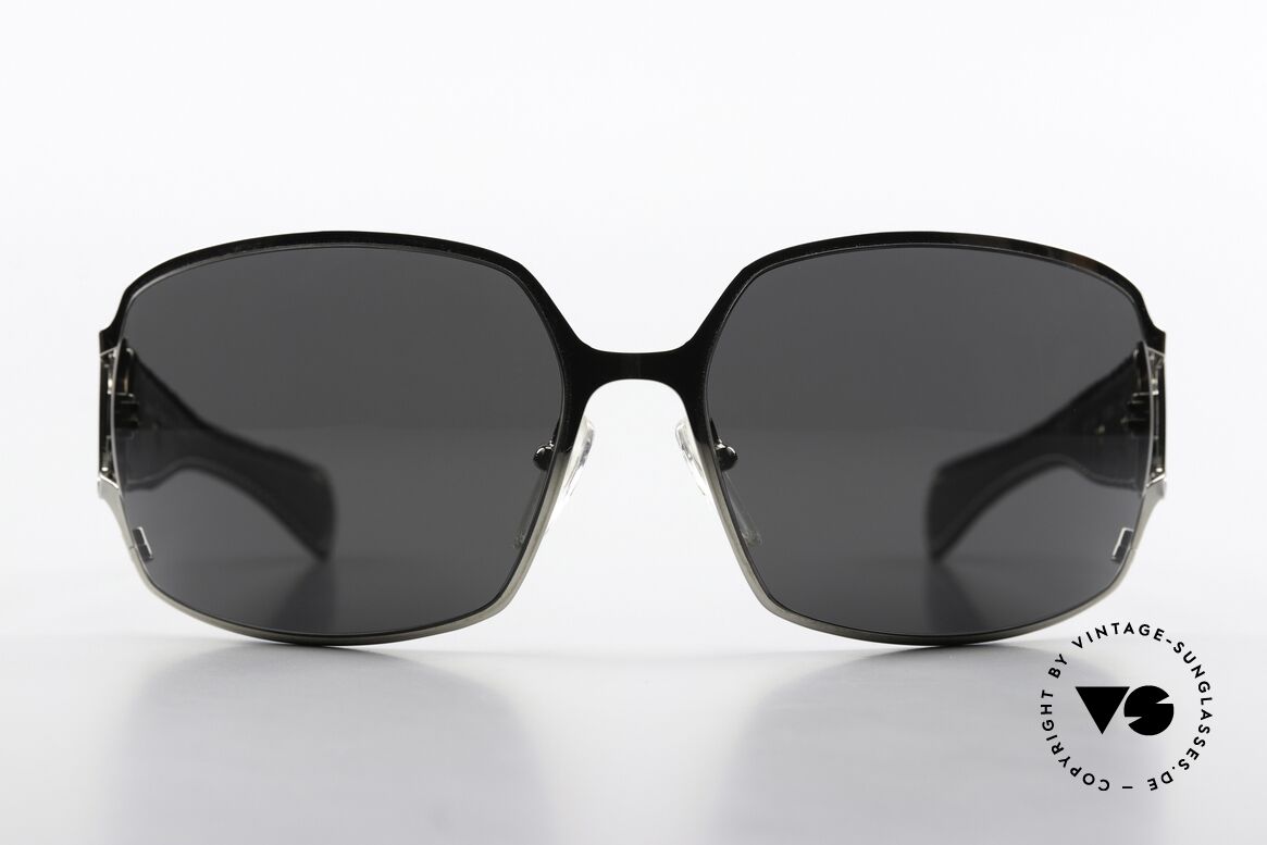 Chrome Hearts Poon I Biker Shades Leather Temples, model POON I in color SS-BLK (Shiny Silver-Black), Made for Men and Women