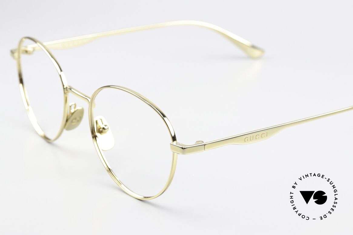 Gucci GG0337O Panto Frame Unisex 51mm, gold-plated metal frame, made in Japan quality, Made for Men and Women