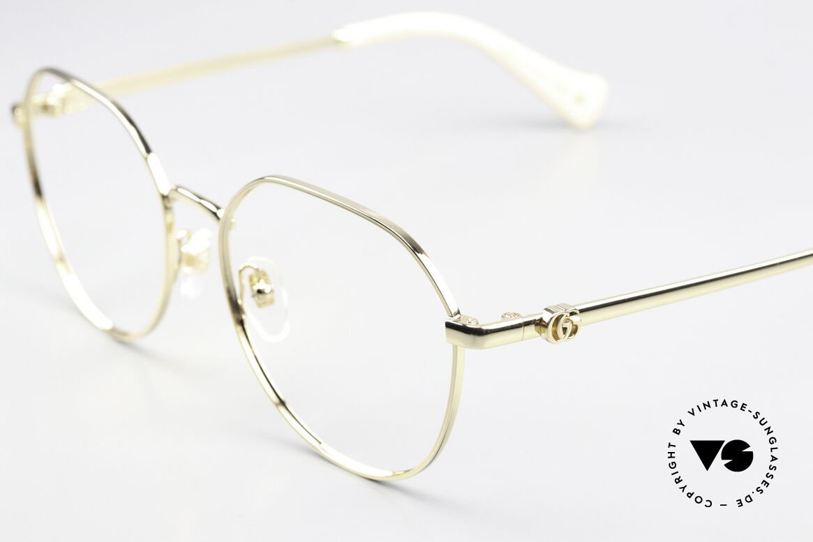 Gucci GG1145O Ladies Panto Glasses 54mm, gold-plated metal frame, made in Japan quality, Made for Women