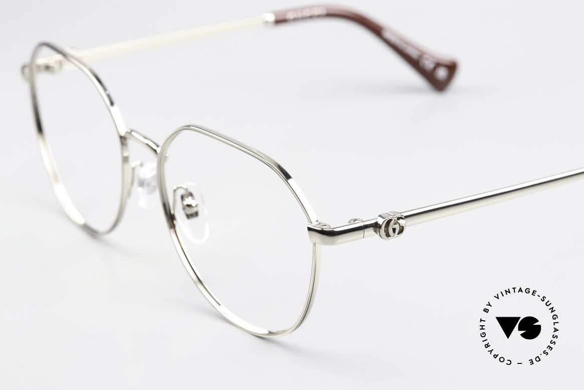 Gucci GG1145O Feminine Panto Specs 54mm, shiny silver metal frame, made in Japan quality, Made for Women