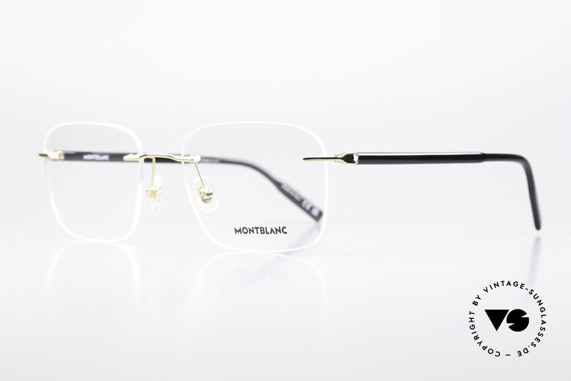 Montblanc MB0222O Rimless Glasses Gold-Plated, very elegant men's eyeglasses; timeless luxury specs, Made for Men