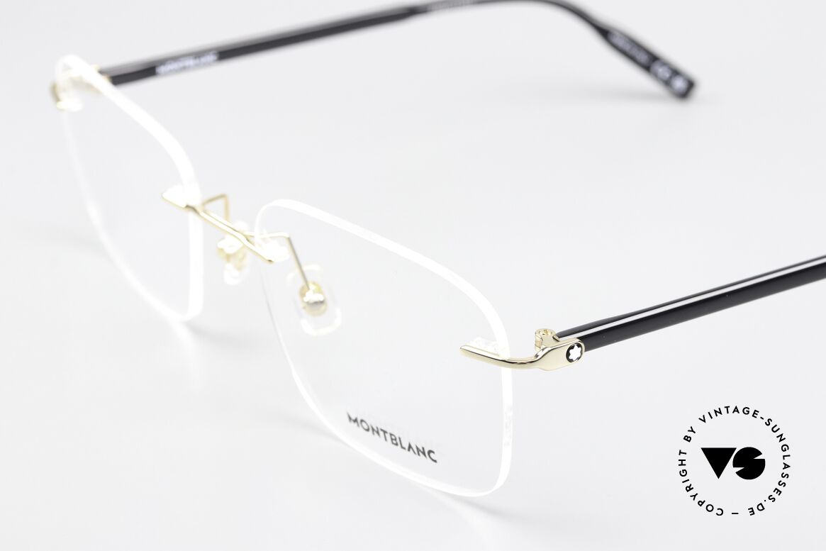 Montblanc MB0222O Rimless Glasses Gold-Plated, gold-plated rimless frame can be glazed optionally, Made for Men