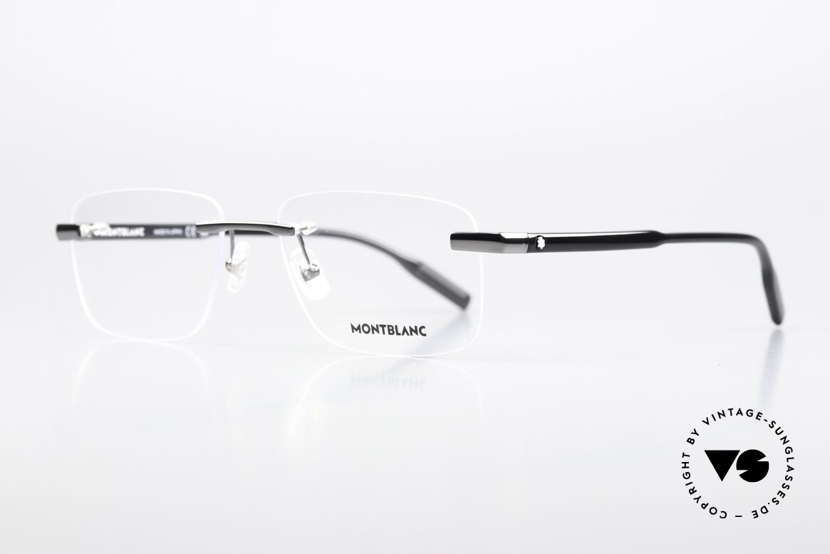 Montblanc MB0088O Men's Frame Rimless Gunmetal, very elegant men's eyeglasses; timeless luxury specs, Made for Men