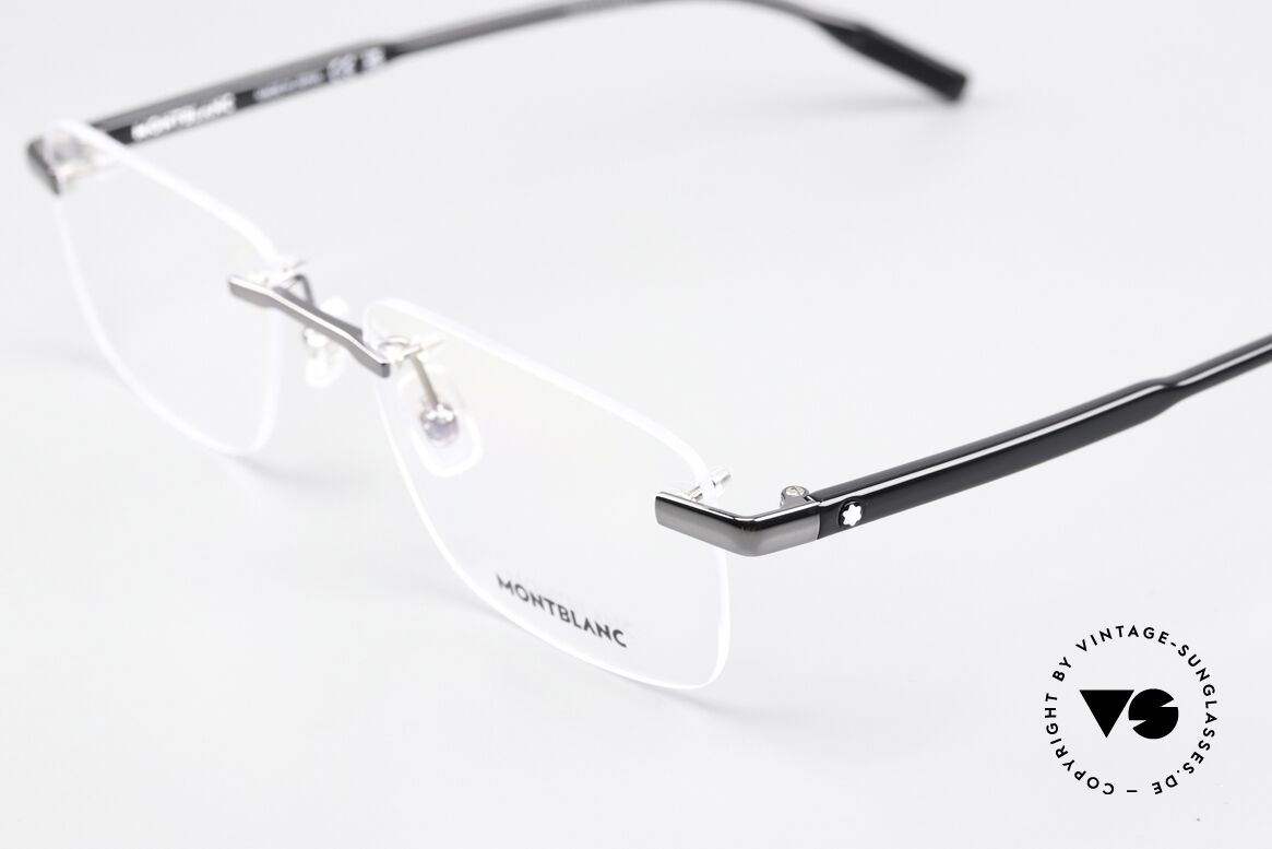 Montblanc MB0088O Men's Frame Rimless Gunmetal, rimless frame can be glazed optionally; made in Japan, Made for Men