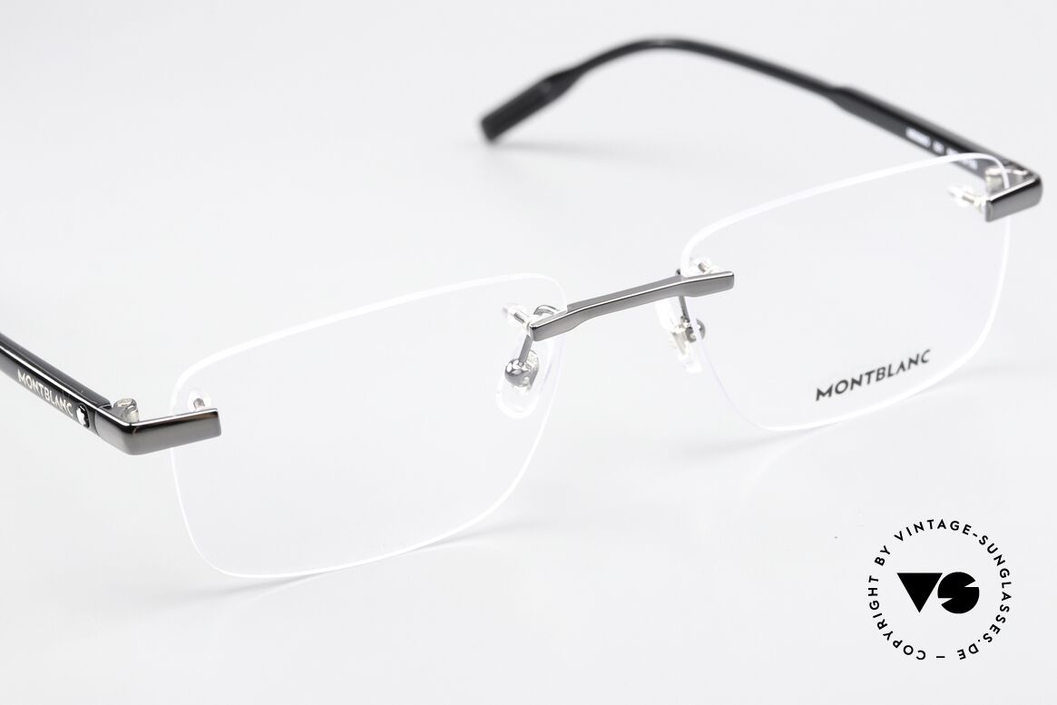 Montblanc MB0088O Men's Frame Rimless Gunmetal, the lens shape can be changed (and thus also the size), Made for Men