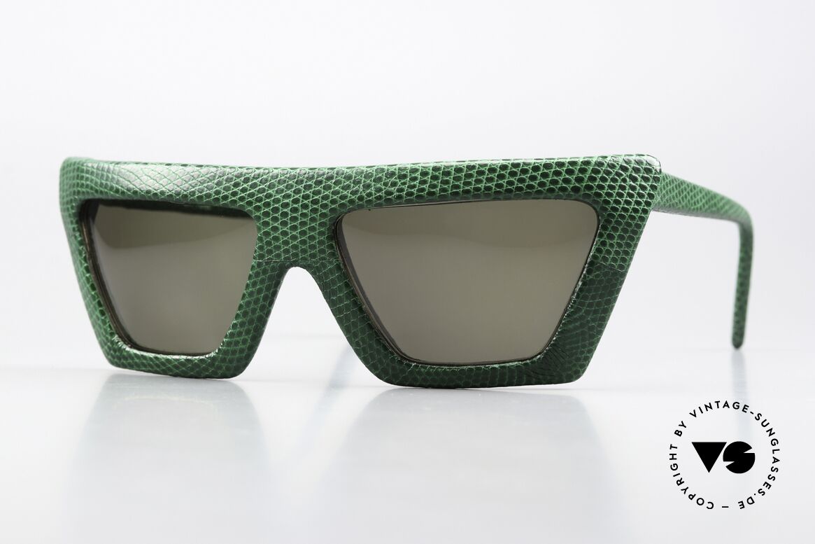 Christian Roth KL 1987 Genuine Green Lizard Skin, Christian Roth runway sunglasses from 1987, Made for Women